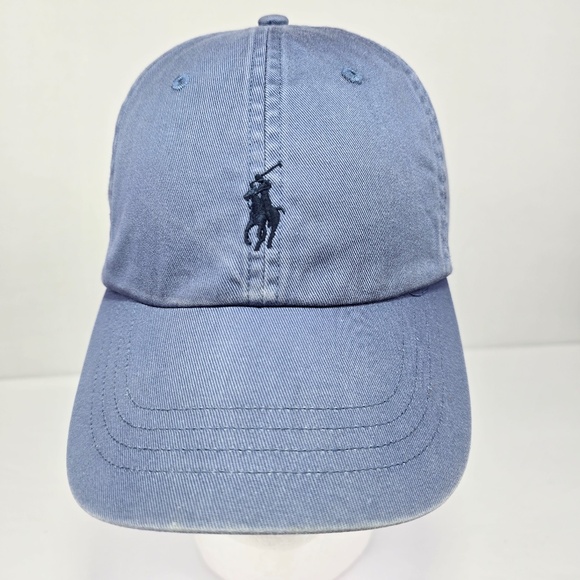 POLO RALPH LAUREN- Classic Hat Cap Pull Through Buckle Strap Back- Light Blue - Picture 1 of 8